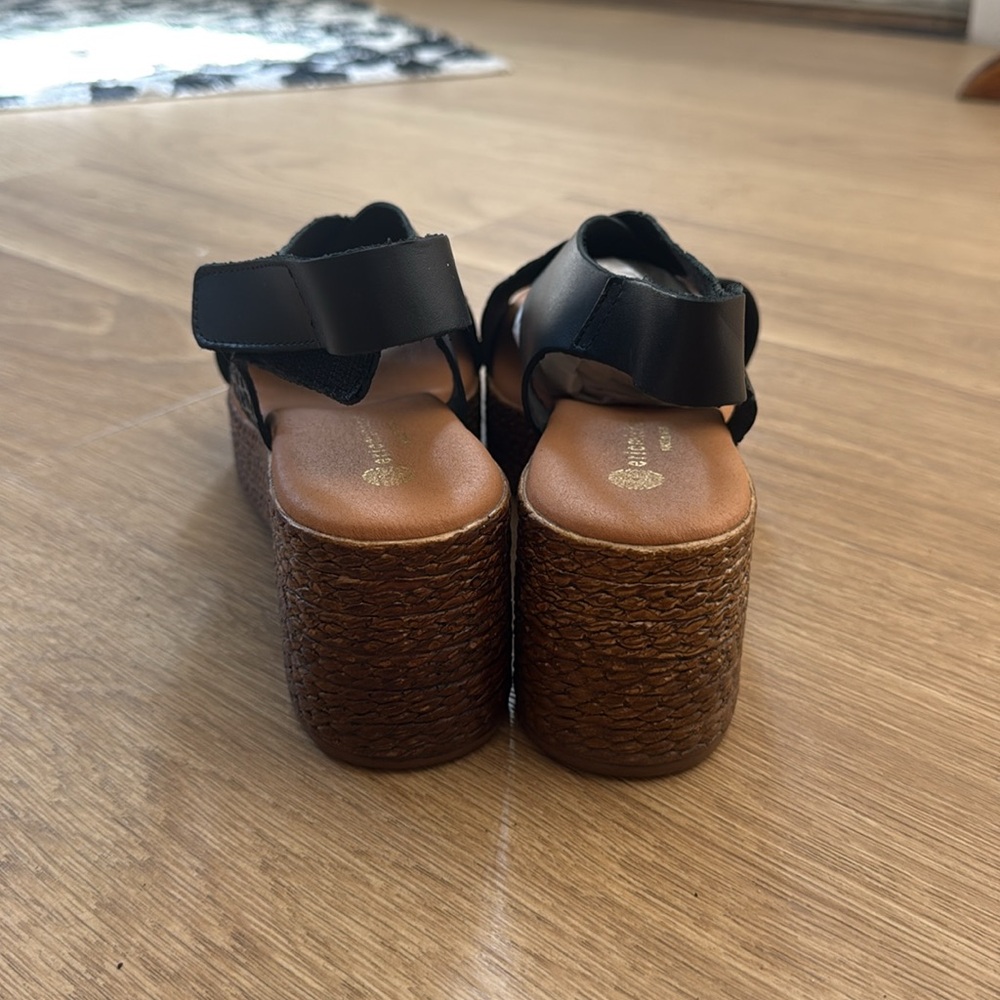 Eric Michael Black and Brown Platform Wedge Sandals - Picture 4 of 9